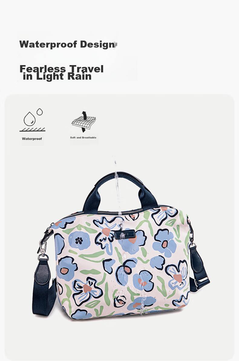 Laifu Fashion Dumpling Bag, Floral Art Print Crossbody Bag, Lightweight Soft Canvas Ladies Handbag, Birthday Gift 10
