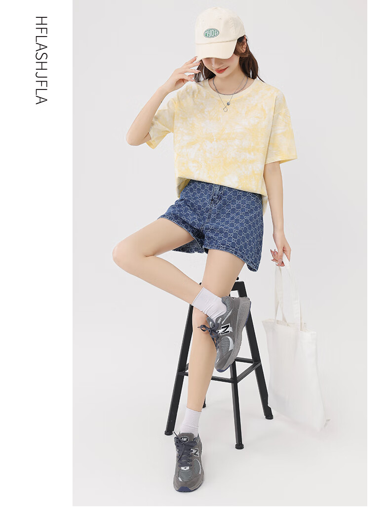 Baleno 100% Pure Cotton Dopamine Tie-Dye Short-Sleeve T-Shirt for Women, Summer 2025 New Women's Clothing, Round Neck Loose Half-Sleeve 19