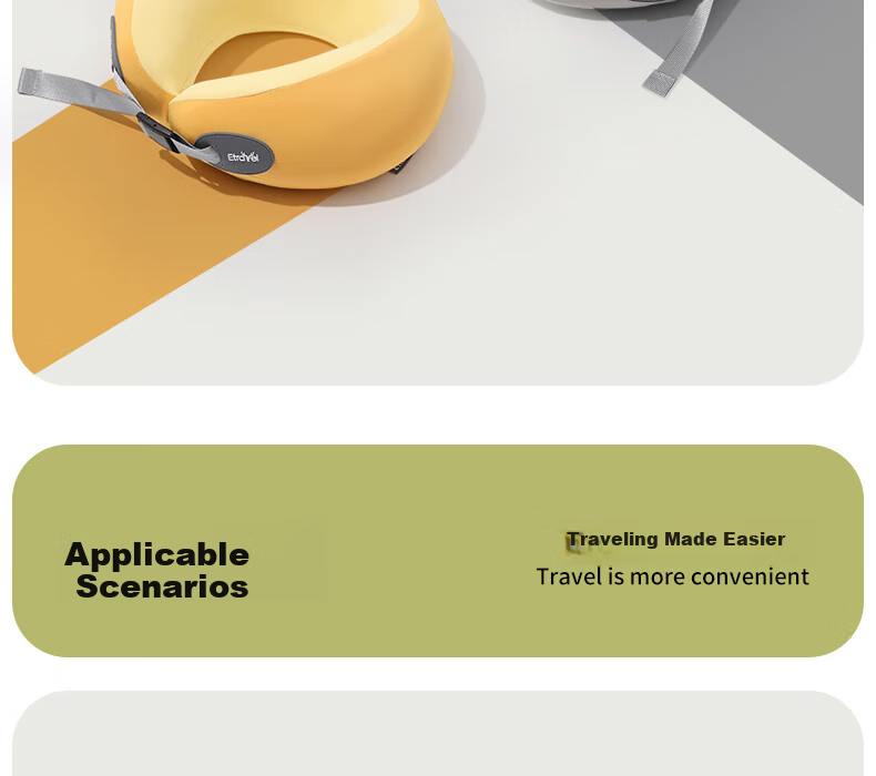 Etravel U-Shaped Pillow, Nap Pillow, Neck Support Pillow, Airplane And High-Speed Rail Travel Pillow, Portable Cushion, Essential for Business Trips, Gray 36