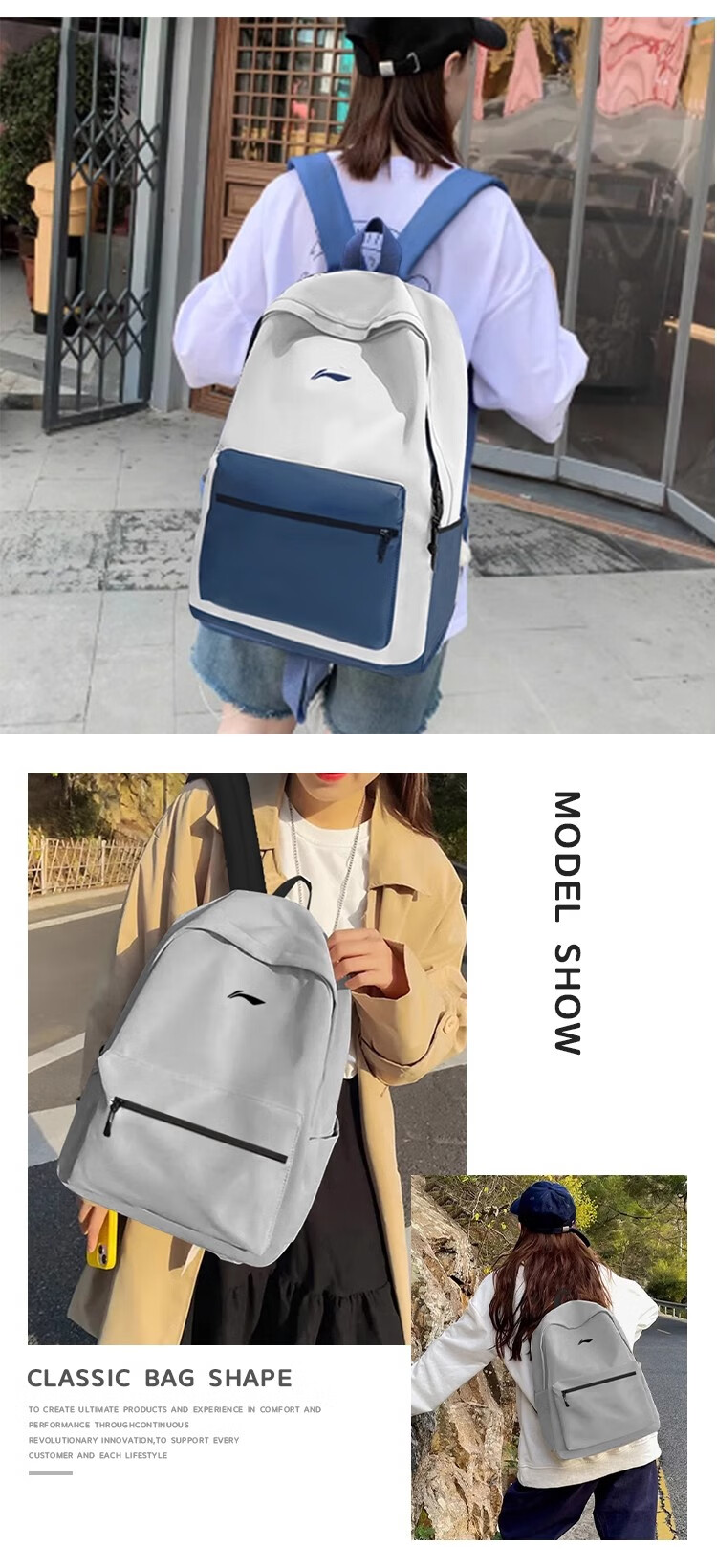 Li-Ning Backpack for Women And Men, Large Capacity School Bag for Middle School, High School And College Students, Sports Casual Outdoor Travel Business Backpack 1