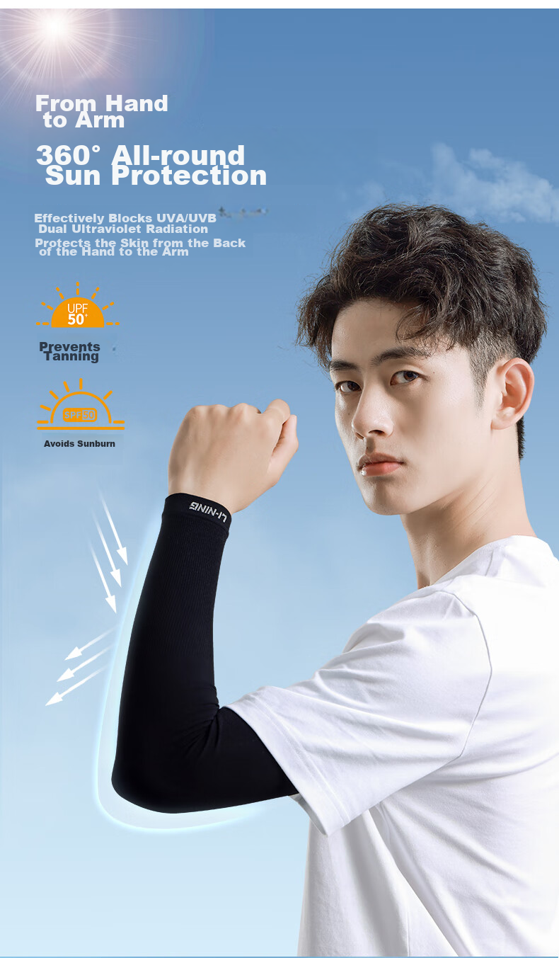 Li-Ning Cycling Ice Sleeves for Men And Women, Sun Protection Arm Sleeves, Silk-Like Sleeves for Summer, Anti-Sun Protection Arm Guards, UV Protection Cool Sleeves 5