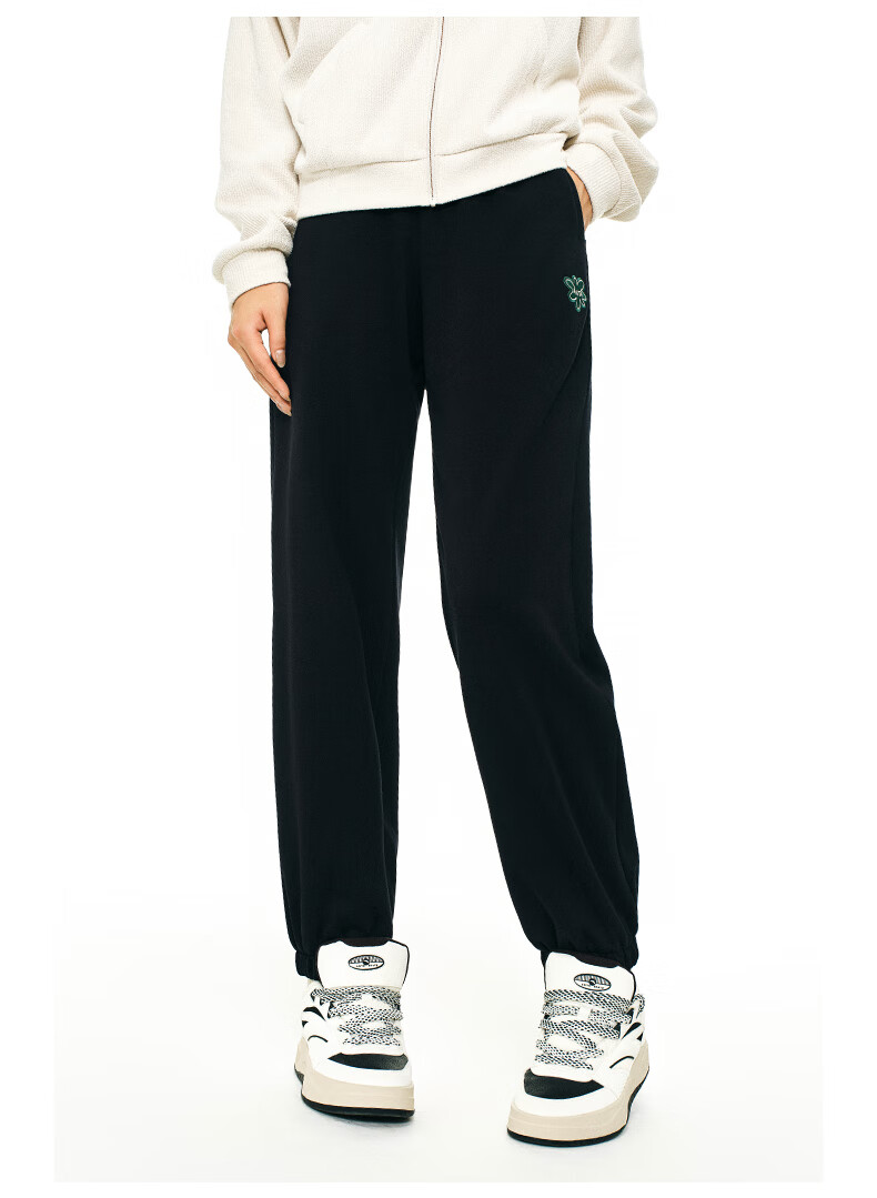 ANTA Snow Owl Fleece-Lined Knit Jogger Pants Women's Winter Casual Warm Trousers College Sports Pants 41