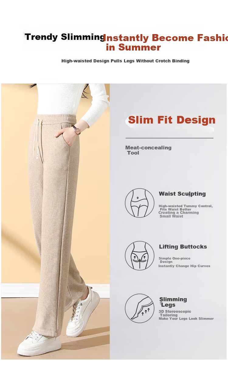 Meishi Women's Casual Pants Autumn Winter Fleece Lined Thickened Loose Straight Leg Wide Leg Trousers New 8317H Wheat 4XL 3