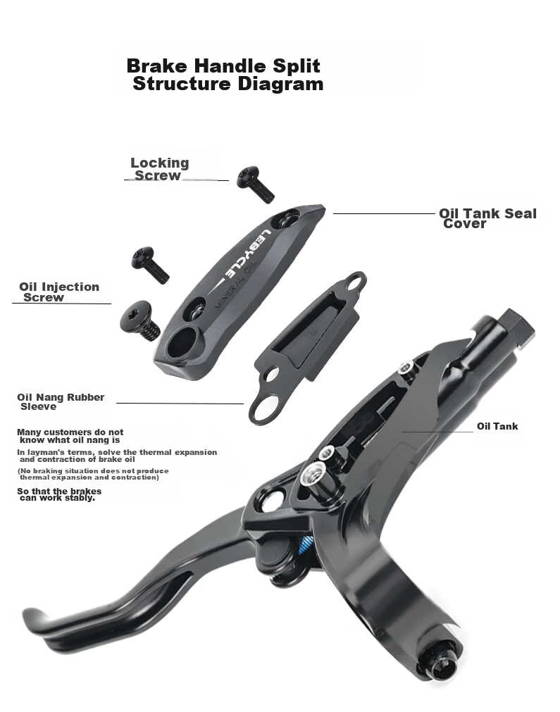 LEBYCLE Mountain Bike Oil Disc Brake, Hydraulic Disc Brake Pads, Universal Brake Kit 3