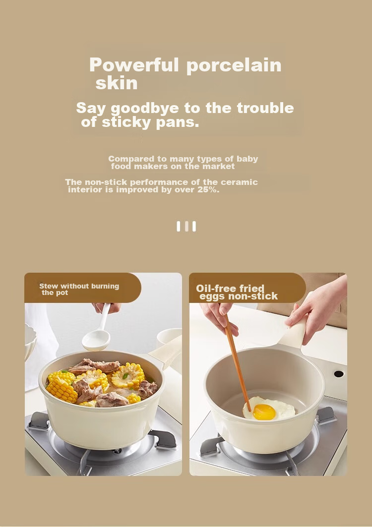 REDCHEF Ceramic Milk Pot with Titanium Baby Food Pot 18cm Infant Small Milk Pot Non-Stick Bottom for Gas Stove And Induction Cooker 8