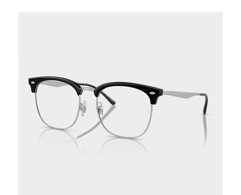 RayBan Optical Frame, Square Black Frame, Semi-Rimless Myopia Glasses Frame, 0RX7318D 8326 Gift 5