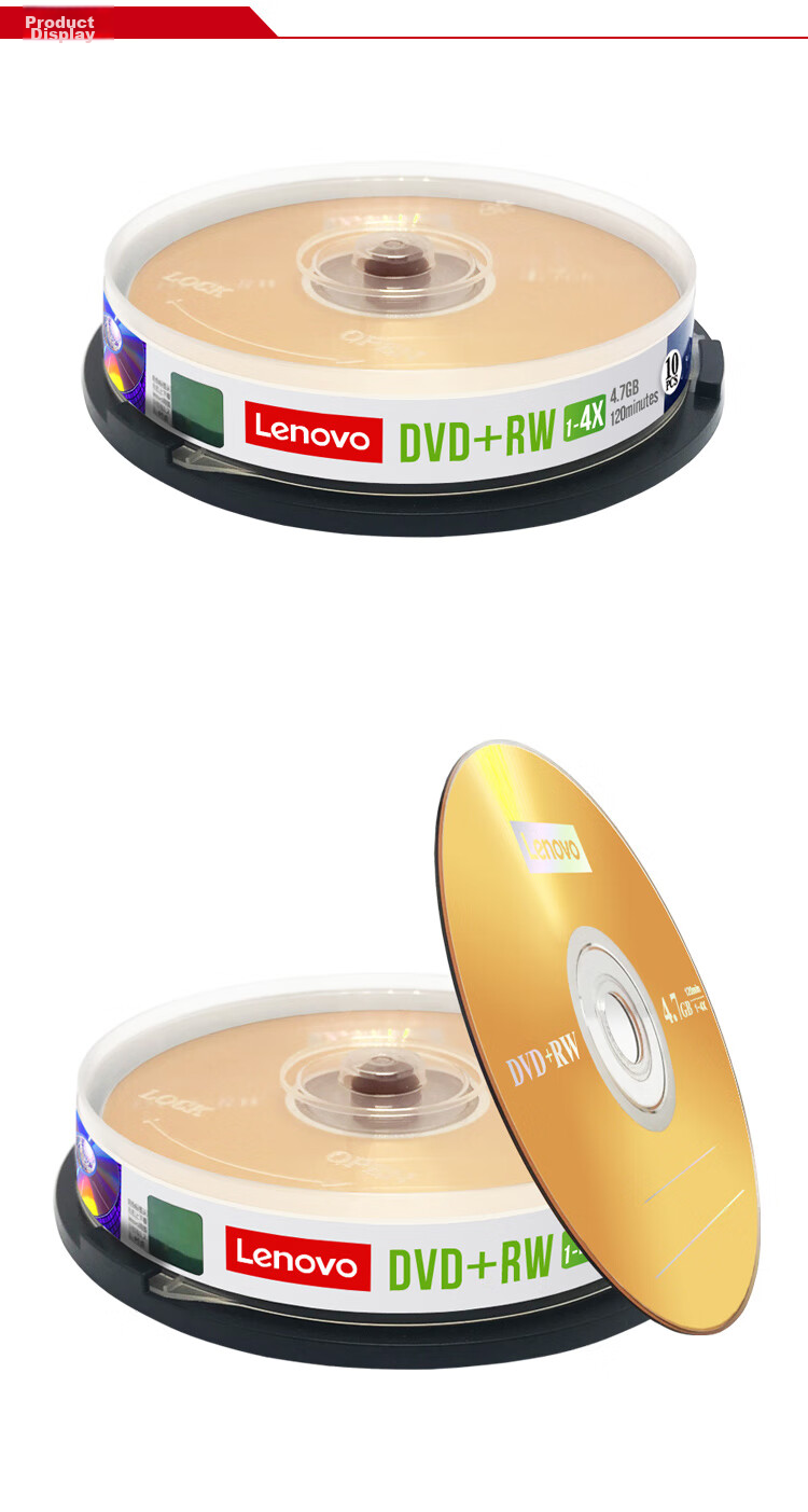 Lenovo DVD-RW Discs, 1x-4x Speed, 4.7GB Capacity, Blank Discs, Erasable, Reusable, Archive Series, 10-Pack in Cartridge, Data Backup, Stable Burning 2