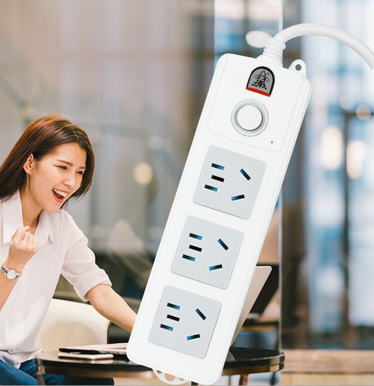 Zidantou New National Standard Safe Power Strip/power Bar/power Extension Cord, 3 Outlets with Master Switch, Total Length 1.8 Meters, TS-103c 2