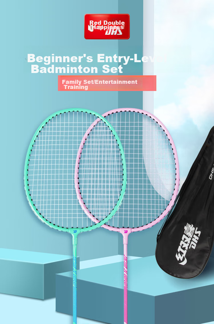 DHS DHS Badminton Racket Pair for Beginners, Double Rackets for Entry-Level Training, Alloy Model EG100 1