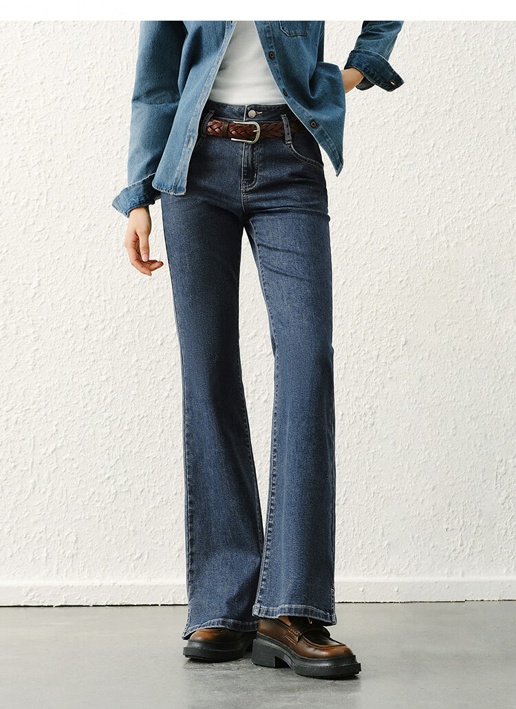 Semir Little Black Cow | Women's High-Waisted Split Jeans, Spring Soft Denim Flared Pants 109125124007 13