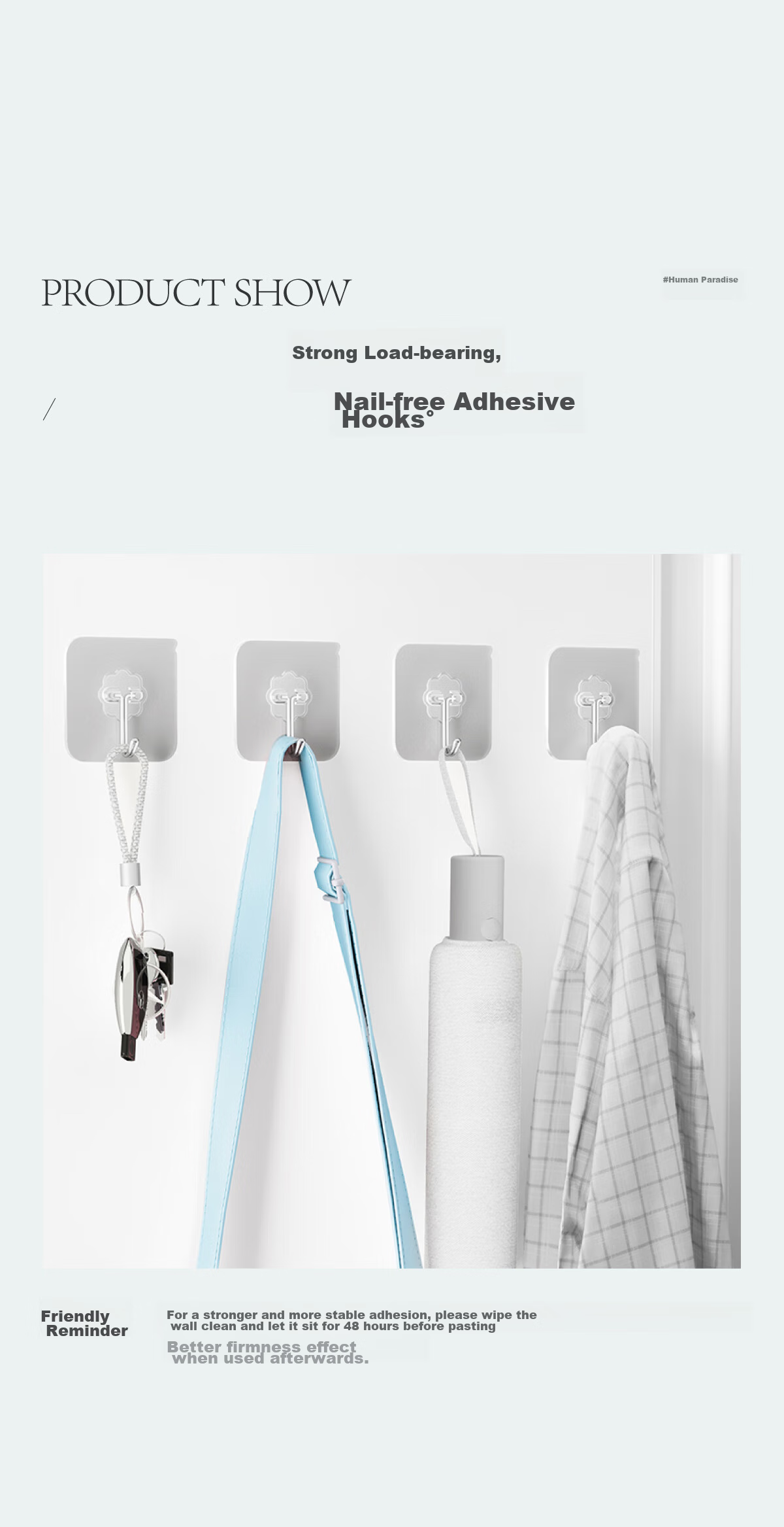 FOOJO Transparent Strong Adhesive Hooks, No-Trace And No-Drill Bathroom Kitchen Door Back Heavy-Duty Load-Bearing Round Hooks, 9 Pieces 3