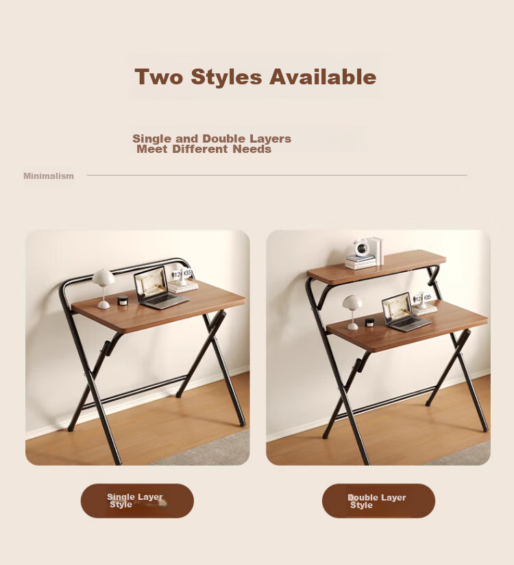 Jingcai Folding Table, Computer Desk, Simple Study Desk, Office Table JDZ10 Walnut 60*38cm Single Layer 1