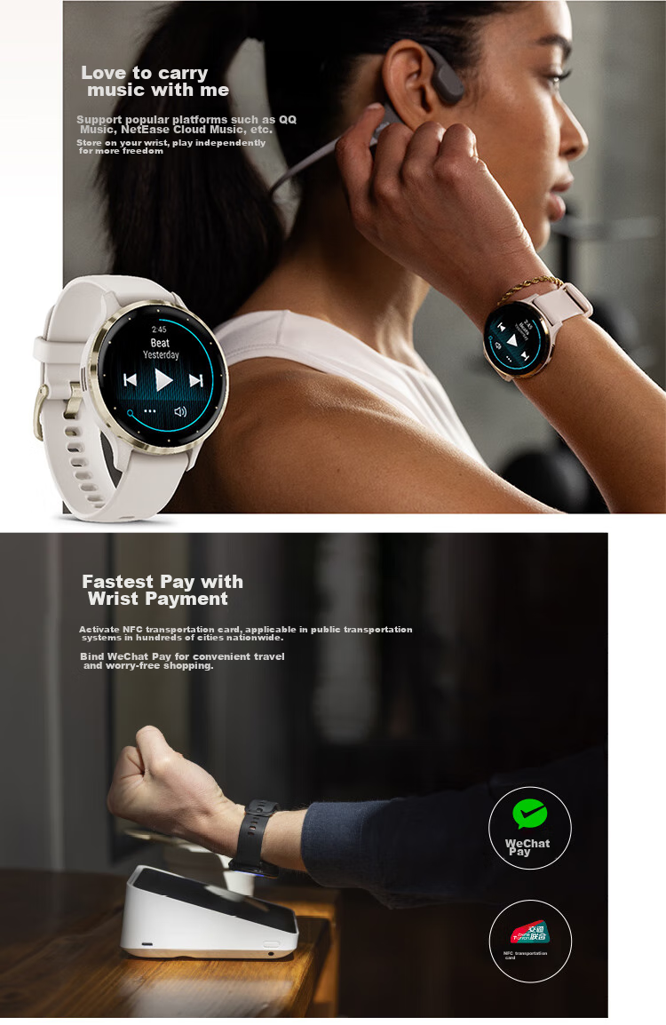 GARMIN Venu3 Deep Space Black ECG Heart Rate Running Cycling Swimming Fitness Stylish Sports Smartwatch 12