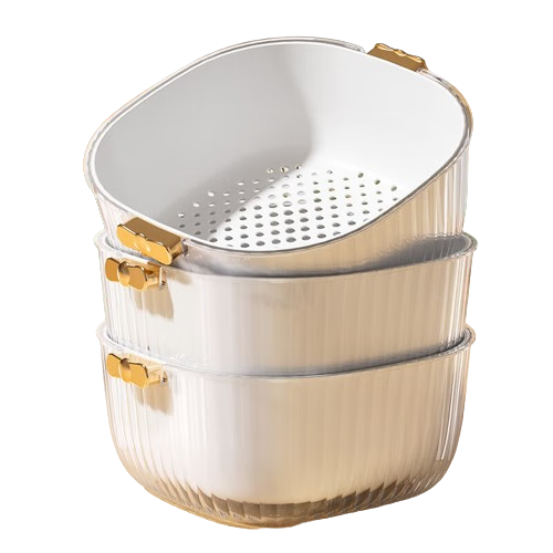 Maomiyoupin Vegetable Washing Basket, Draining Basket, Double-Layer Fruit Washing Basin, Kitchen Strainer Bowl Rack, Dish Washing And Vegetable Cleaning Basi