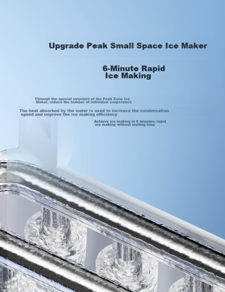 SUPOR Ice Maker for Home, Compact Cube Machine, Mini Office Dorm Three Ice Making Modes, Bullet Ice, Rapid Ice Production, Self-Cleaning SW-ZB12T001 3