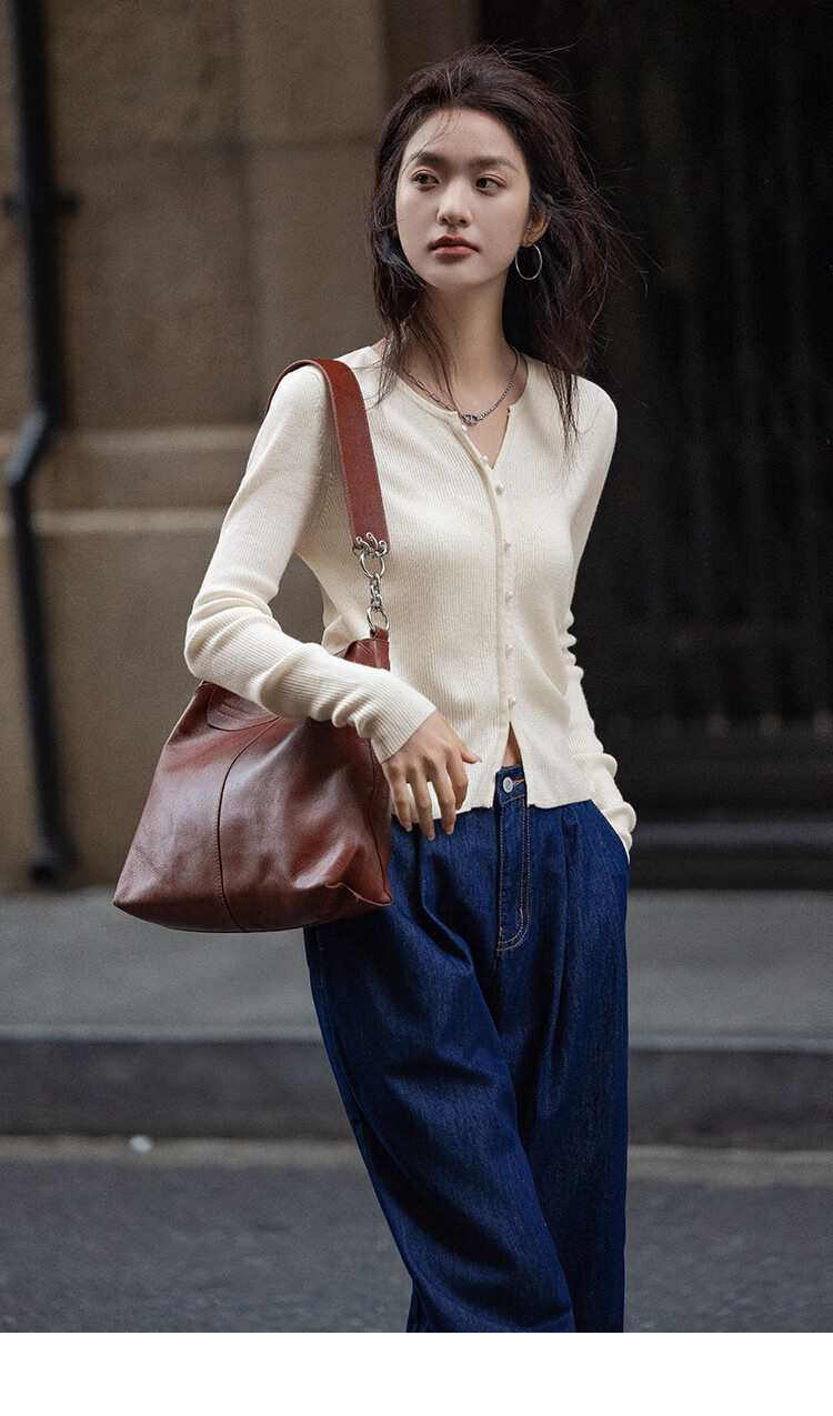 Dme [Elegant V-Neck Knit Sweater] Spring And Autumn Lightweight Mature Sister Layered Inner Wear Slimming Elegant Knit Sweater for Wome 9