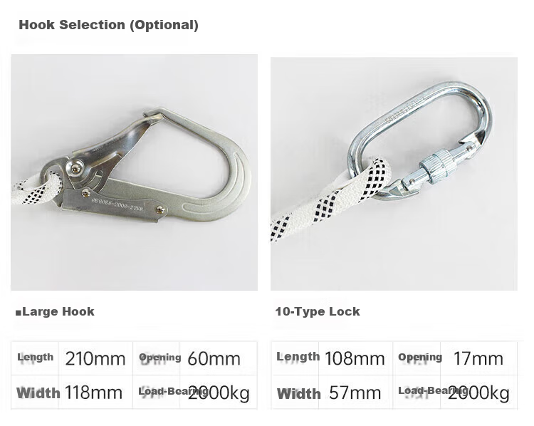 NITEX Five-Point Safety Harness, New National Standard Safety Rope, Double Large Hooks, 1.8 Meters + One Set of Shock Absorber Pouches 7