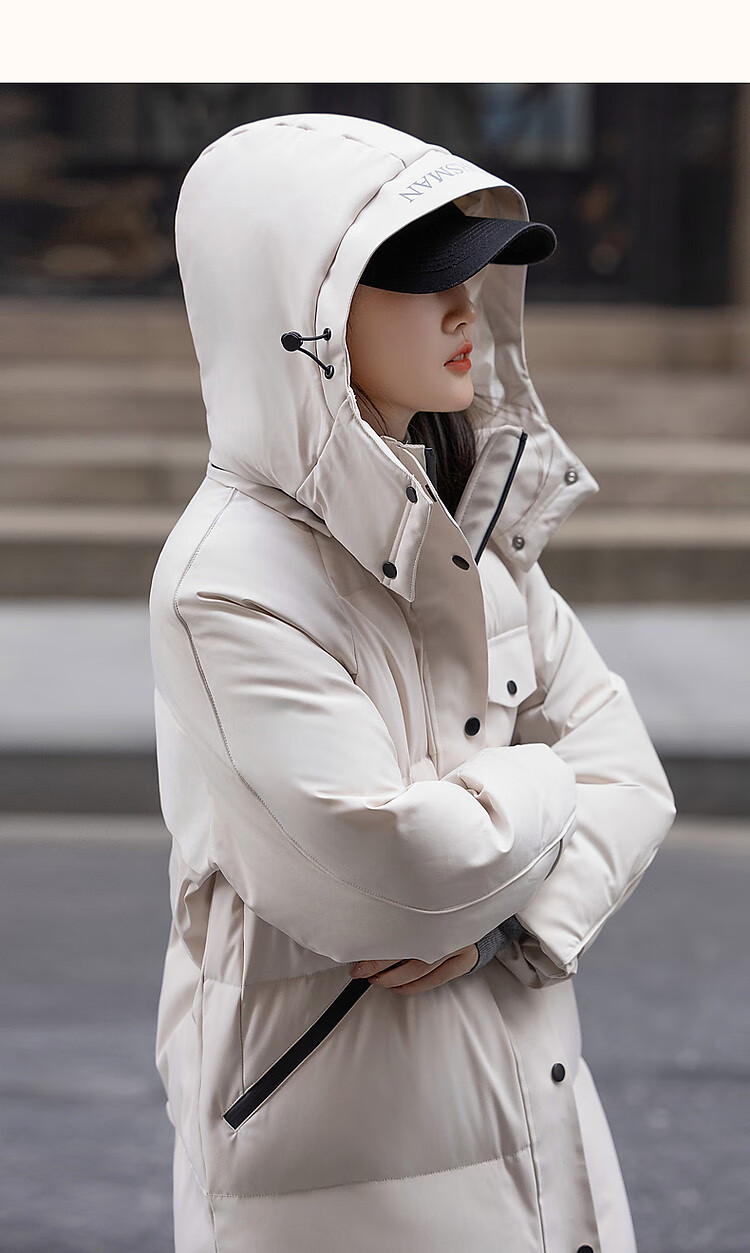 Dme [Nordic Cotton Triple Protection System] Winter Outdoor 90% Duck Down Hooded Long Women's down Jacket, Warm Coat 9