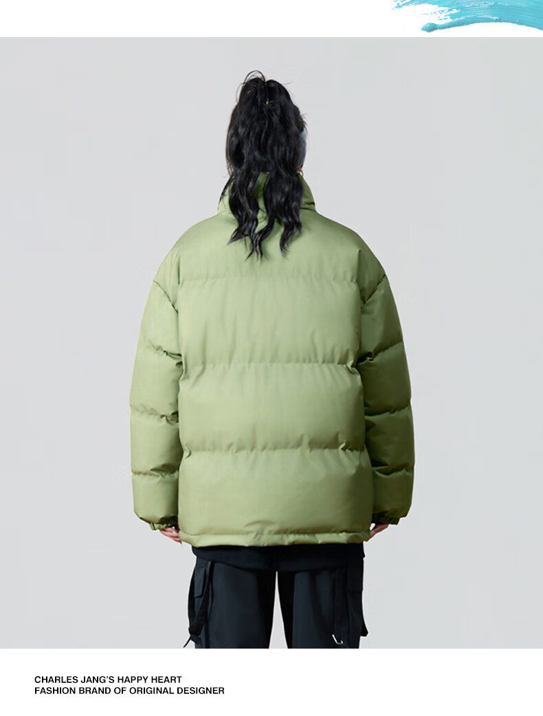 Chaersitaoxin [Wang Churan's Choice] Unisex Couple Matching Winter Thick Cotton Jacket Puffer Coat, Black, Size L 13
