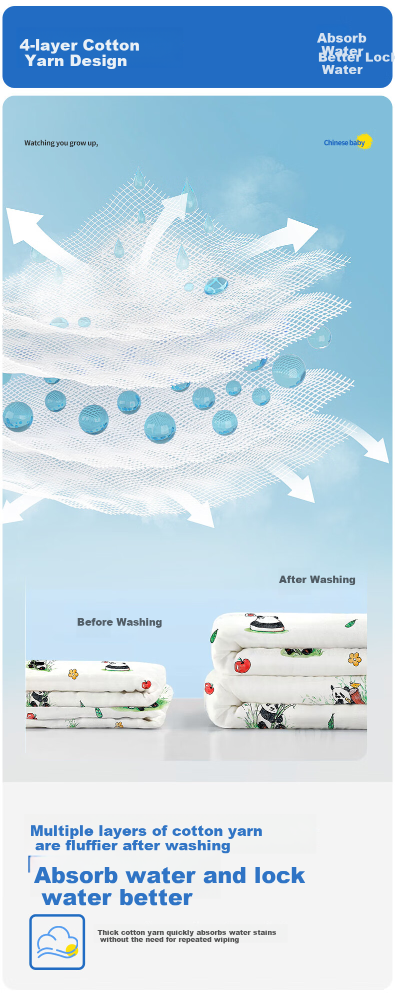 Nanjiren Baby Bath Towel, Pure Cotton, Dense Gauze Bath Towel, Wrap Towel, Newborn Children's Large Towel, 110*110CM 8