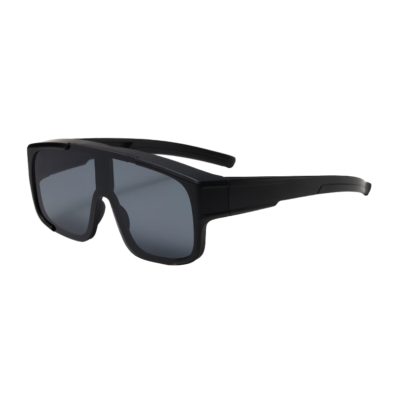 Cuntiandaofu Hiking Sunglasses, Cycling Glasses with Frames, Sunglasses Frame for Nearsighted Glasses, Protective Goggles, Skiing Goggles, Black Frame with Mercury Lenses