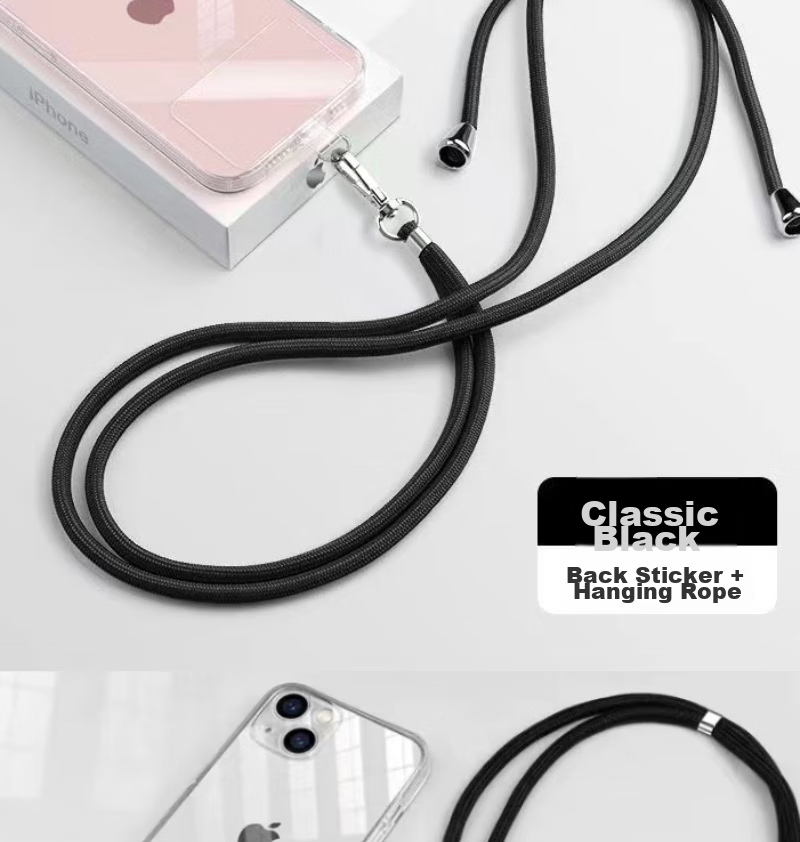 MAIKUQI Phone Strap Neck Strap Crossbody Adjustable Retractable Anti-Loss Universal Phone Case Durable - Black Long Version [Transparent Clip] 5