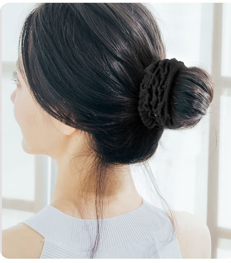 Yefili 10-Pack Thickened Scrunchie Hair Ties High Elasticity Ponytail Bun Hair Bands Black 11