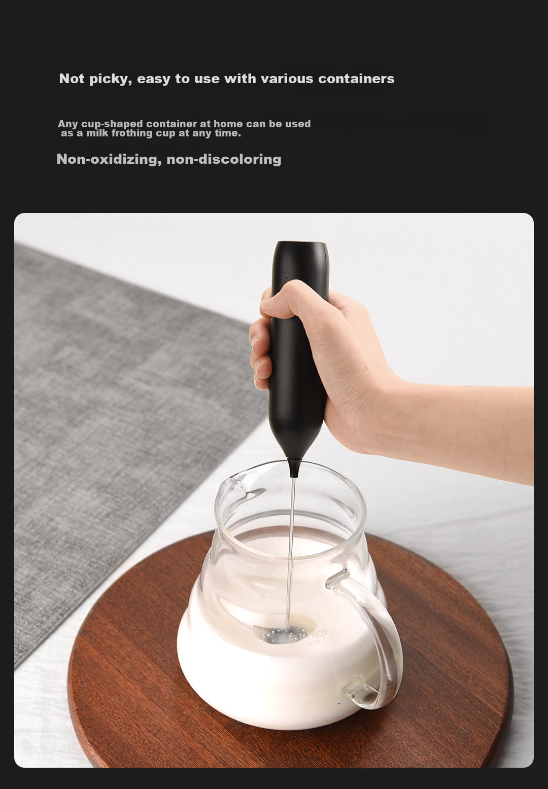 CLITON Electric Milk Frother Coffee Creamer Maker, Rechargeable Milk Frother, Stainless Steel Handheld Mini Mixer 6
