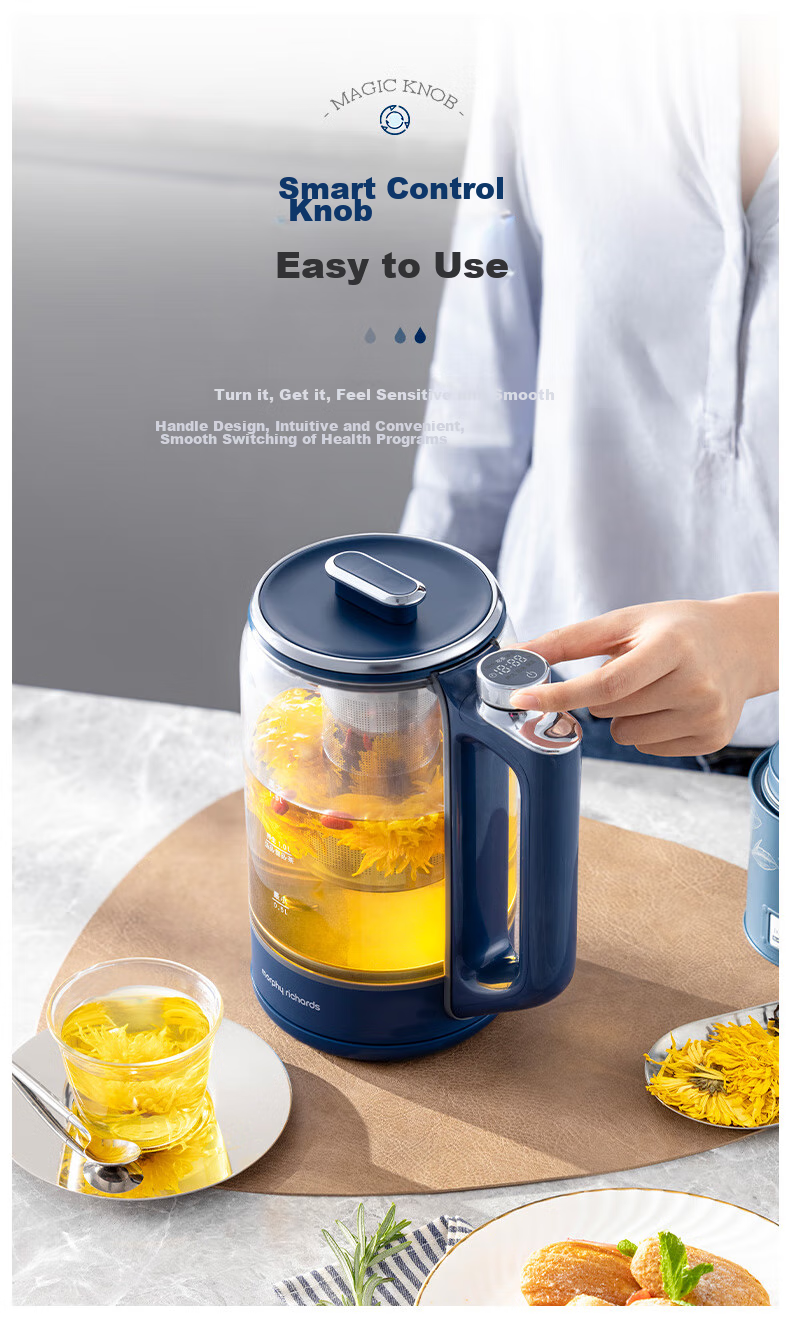 Morphyrichards Health Pot, Tea Maker, Smart Lifting Electric Kettle, Water Boiler, Mini Glass Flower Tea Pot for Black Tea, 1.7 Liters, MR6088 White 3
