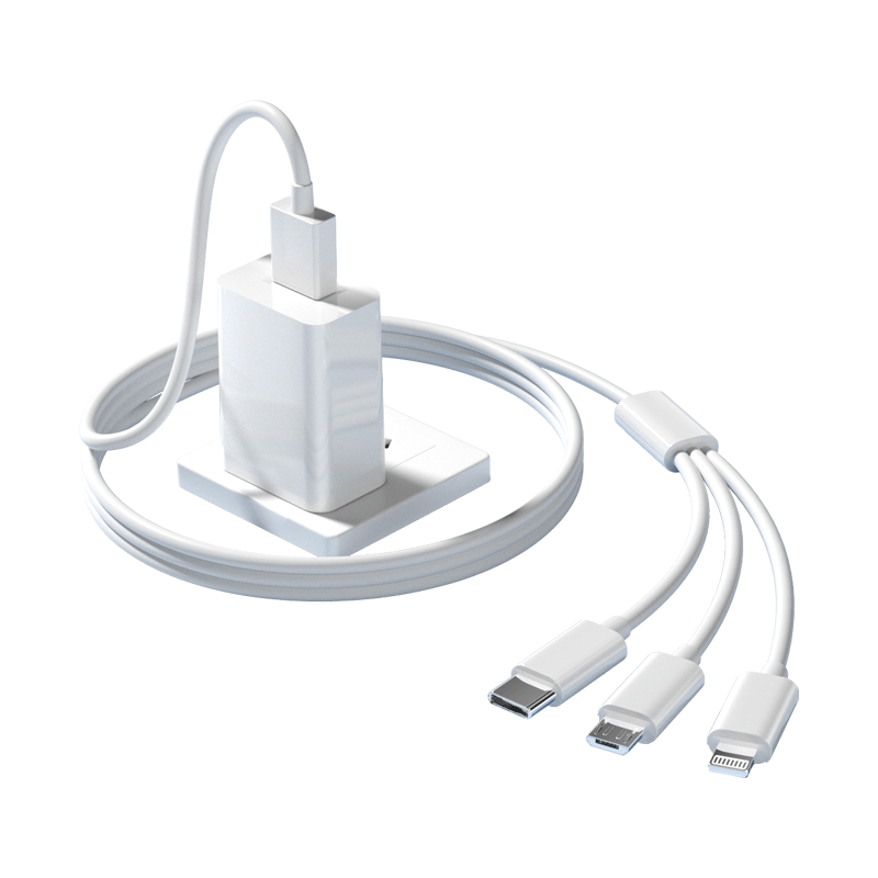 CangHua 5V2A Charger Three-In Set, USB Fast Charging Plug, 3.5A Three-In Data Cable, for Apple IPhone 18/17/16/15/14, Huawei, Xiaomi Phones, One-To Cable