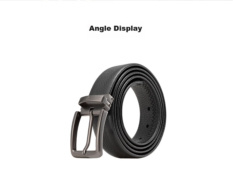 Aokang Men's Belt with Pin Buckle, Top-Grain Leather Waistband, Business Trouser Belt, Birthday Gift for Husband 8