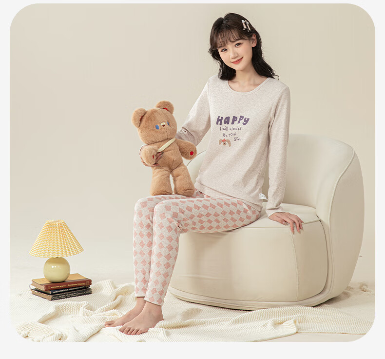YING BO LUN Girls' Underwear Set, Warm Girls' Autumn Clothes And Pants, Female Student Pajamas, 80834 Color Spinning Pink, Size 165 27