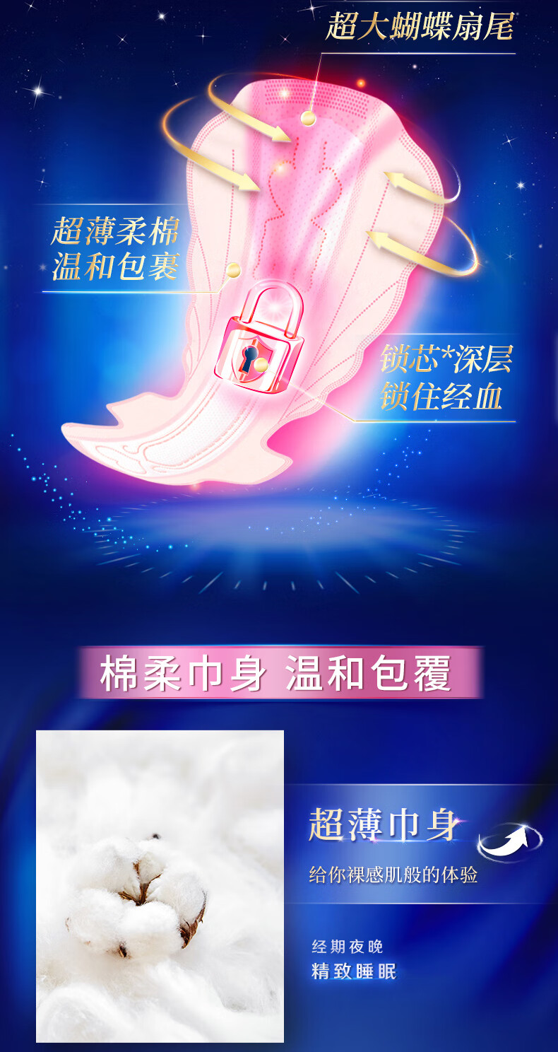 SOFY Ultra-Thin Bare Skin Nighttime Sanitary Napkins, 420mm, 8 Pieces * 6 Packs, Extra Large Tail Fan, Heavy Flow Menstrual Pads 4