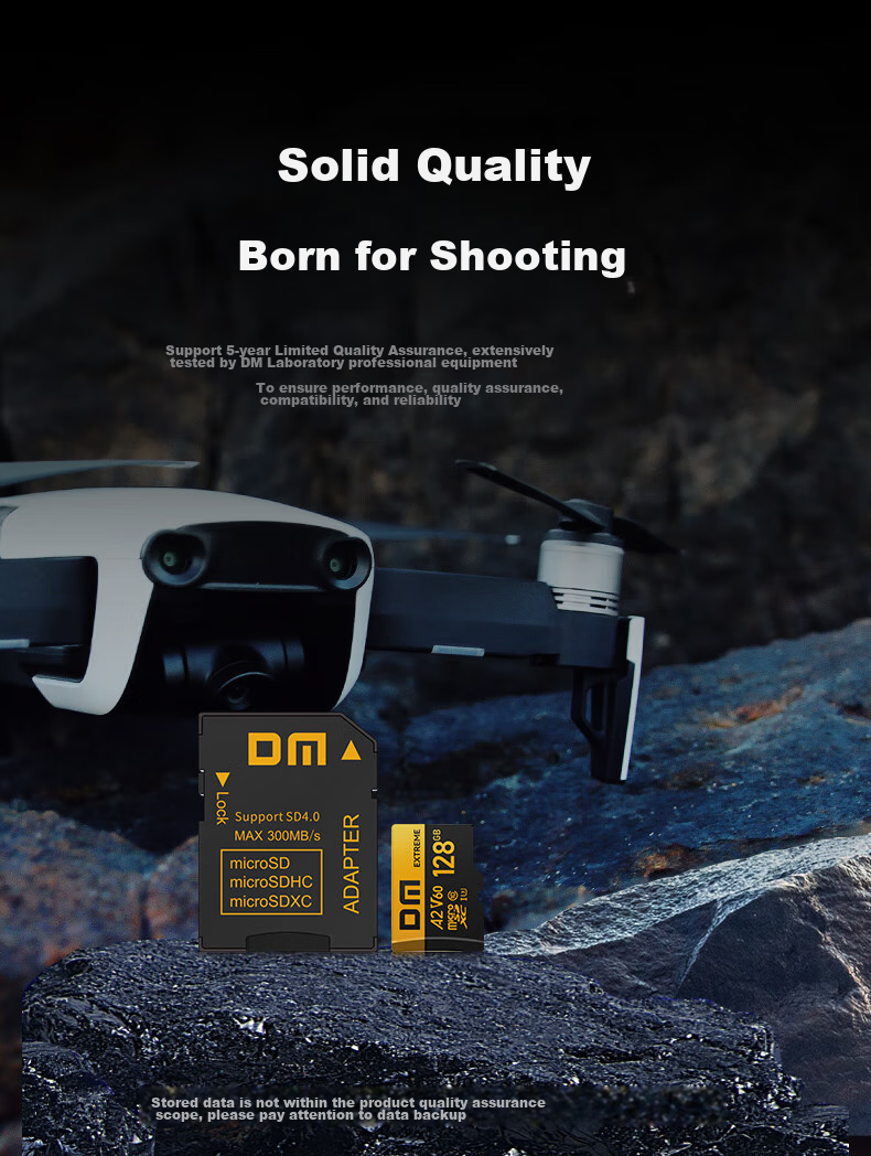 DM Daimai 128GB TF (MicroSD) Memory Card, V60 4K Ultra HD High-Speed Drone Monitoring Car Recorder Game Console Action Camera Memory Card 10