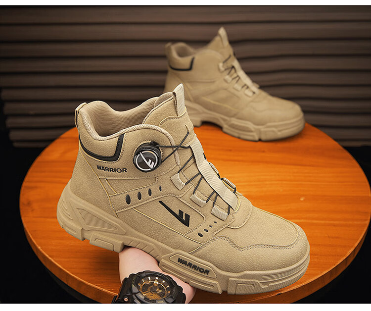 Huili (Warrior) Men's Boots, Casual Martin Boots, Outdoor Shoes for Men, Work-Style Men's Shoes F838M, Gray, Size 42 13