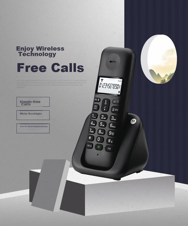 Motorola Digital Cordless Telephone, Wireless Landline Phone, Handset Only Or Set with Base Station, Large Screen, White Backlight, Clear Hands-Free Operation, for Office And Home Use, T301C (Lime Green) 2