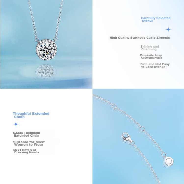 FanciFanci Star Dot Necklace White Silver Women's Light Luxury Pendant Birthday Gift for Girlfriend 15