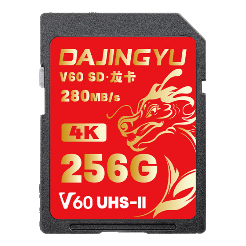 DAJINGYU Whale SD Card V60 256GB Camera Memory Card Storage Card High-Speed DSLR Storage Card Suitable for Sony A1/ZV-E1/A7M4 Nikon Canon Fuji Panasonic