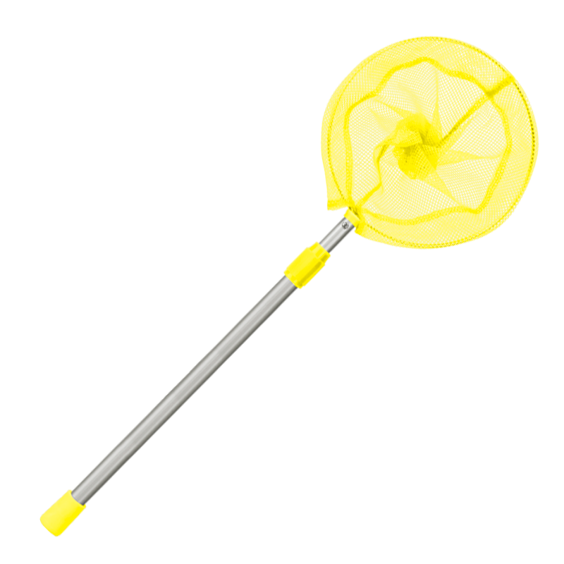 Grsaed Children's Fishing Net, Aluminum Alloy Handle, Extendable Fish Catching Net, Small Fish Shrimp Insect Catching Net Toy, Yellow