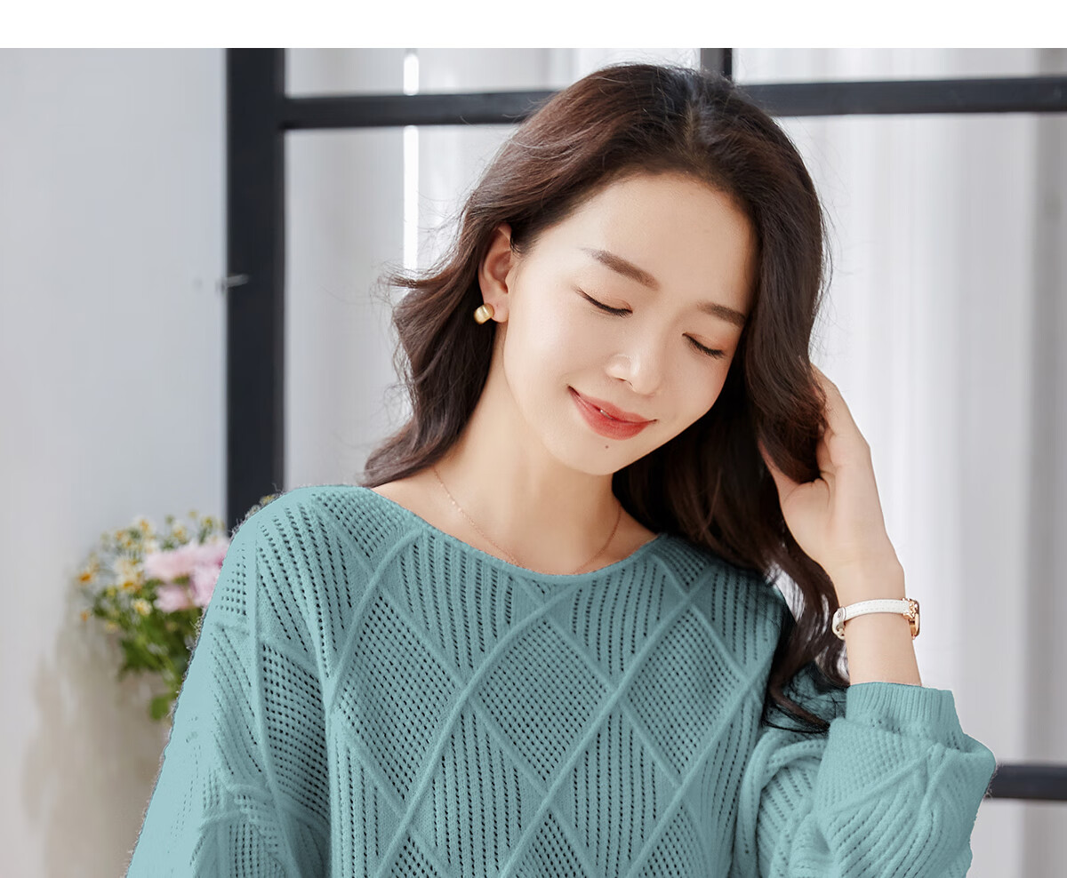She Enjoy Textured Versatile Diamond Cable Knit Round Neck Sweater Women's Inner and Outer Wear Knit Top T53Z051 23