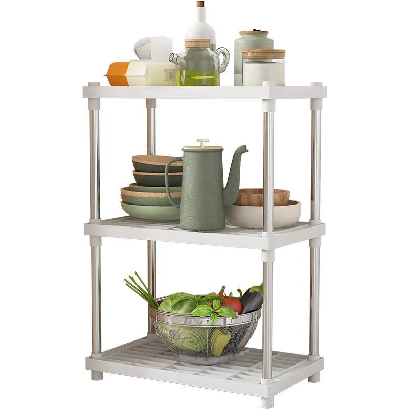 Jialiren Multi-Tier Storage Rack, Kitchen Organizer Shelf, Reinforced Floor-Standing Unit, Home Bathroom Multi-Functional Storage Rack for Bathroom Organizatio