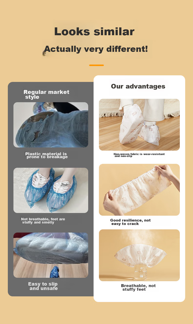 KUMBAZZ Disposable Non-Woven Shoe Covers, Reusable Non-Slip Household Foot Covers, Thickened, 50 Pieces 2