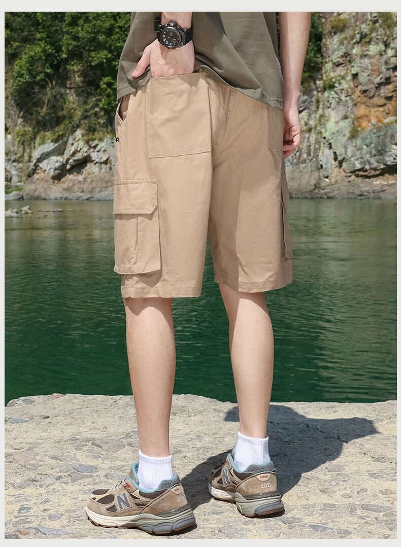 JEEP Men's Cargo Shorts, Loose Straight-Leg, Quick-Dry Breathable Sports Casual Five-Point Pants, Trendy Mid-Length Trousers 12