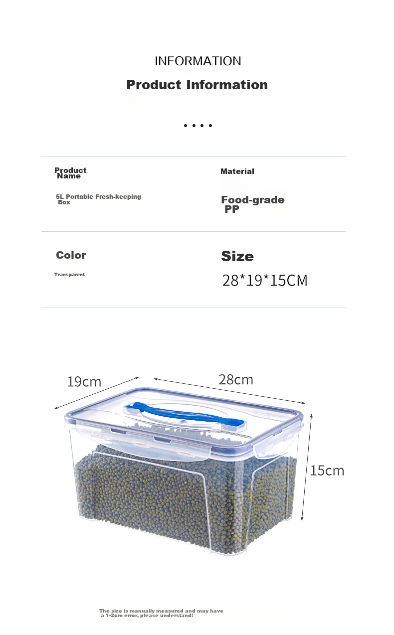JEKO&JEKO Refrigerator Storage Box, Food-Grade Kitchen Sealed Container, Egg Storage Box, Airtight Storage Box, 5L Capacity, Set of 4 9