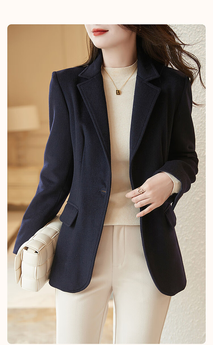 Dme [High-Content Wool Suit] Winter Suit Collar Slim-Fit Long-Sleeve Blazer Jacket for Women, Autumn And Winter 3