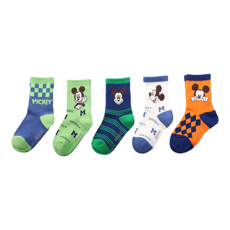 Disney Class A Children's Socks, Boys' Mid-Calf Socks, Spring And Summer Soft Cotton Cartoon Baby Socks, Student Socks SM33096 20-22