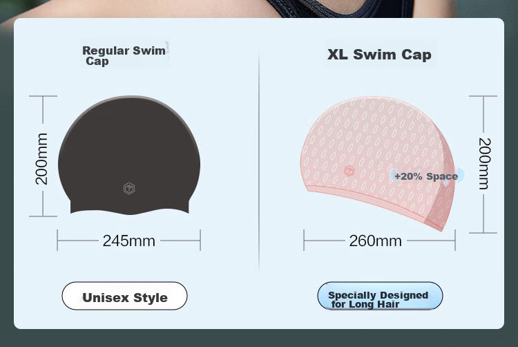 JD Original Silicone Swim Cap for Women with Long Hair, Concave Non-Slip Particles Swimming Cap for Men And Women, Bubble Cap, Cloud White 9