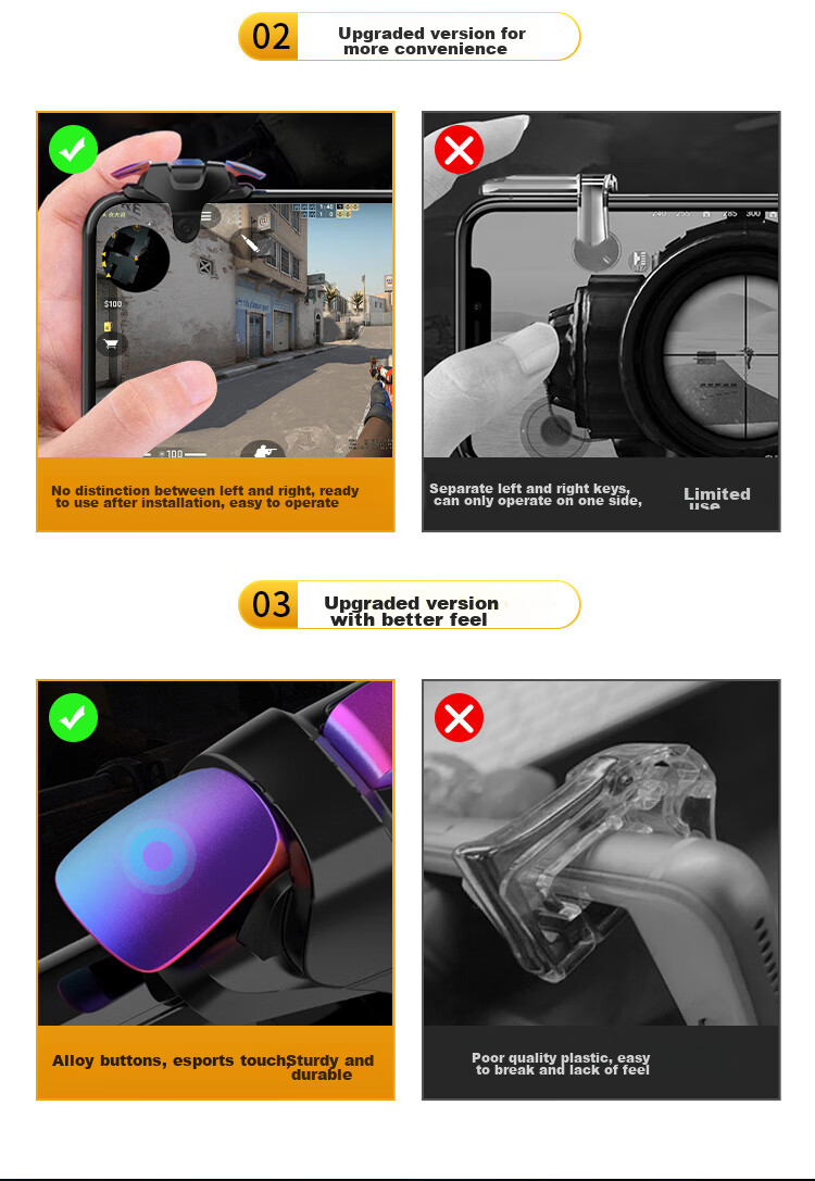 Stiger [Over 400,000 Sold] PUBG Mobile Gaming Peripheral, Delta Handheld Controller, Valorant Shoulder Keyboard, Auto Four-Finger Assist Button, Mouse-Like Grip, Compatible with Peace Elite 2