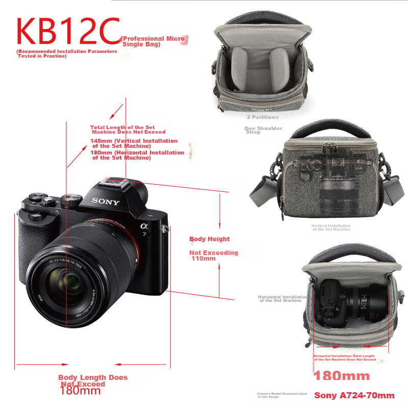 Statin KB12C (Medium to Large) Single Battery Micro Four Thirds Camera Bag, Thick Fabric, Wear-Resistant, Waterproof, Suitable for Sony A7, Canon R Series, Fuji And Others 8