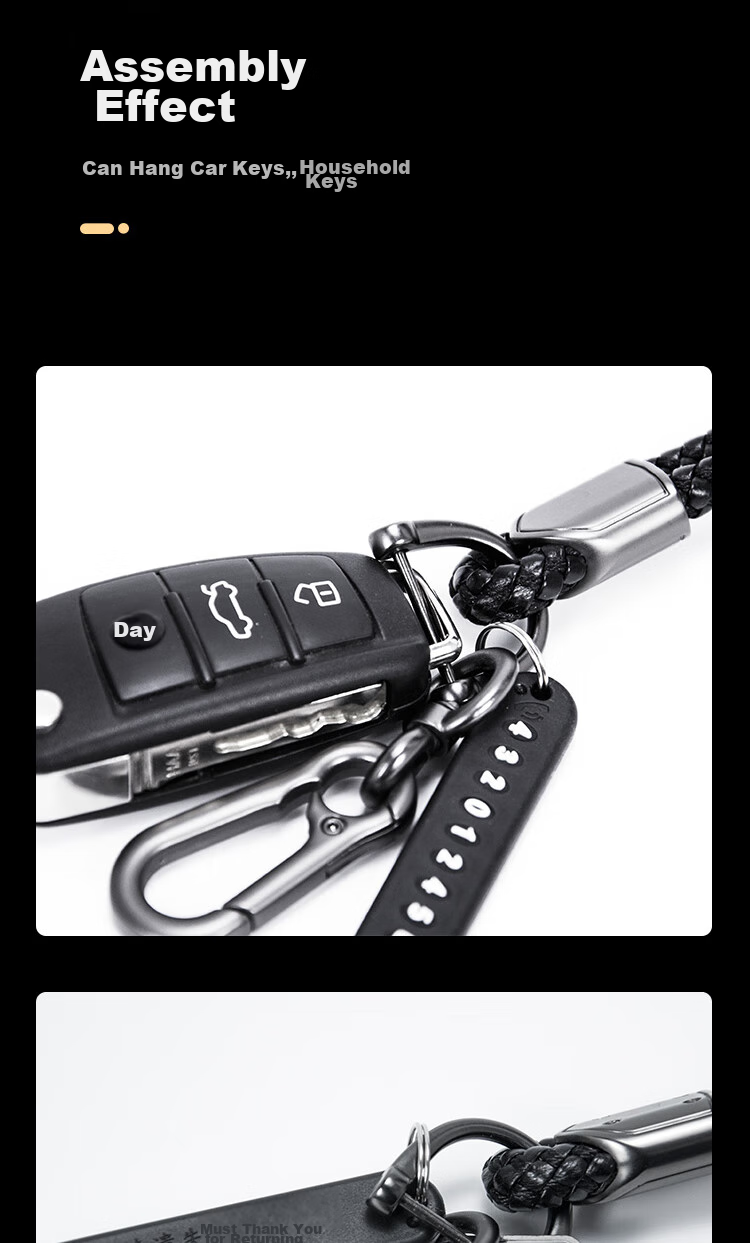 ESCASE Car Key Chain Pendant Necklace for Men And Women, Waist Hanging, Electric Vehicle BYD Changan Volkswagen Anti-Loss Number Tag 5